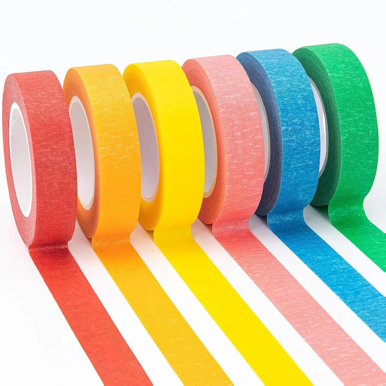 Colored Masking Tape 0.6" x 16 Yard Per Roll 6 Rolls Rainbow Colors Painting Tapes for Crafts DIY Projects High-Quality Textured Paper Odorless Waterproof Easy to Tear