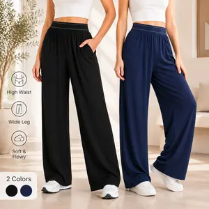 Women’s High Waisted Wide Leg Yoga Pants with Pockets |   Loose Straight Leg Casual Lounge Trousers, Soft Lightweight Athletic Pants for Daily Wear