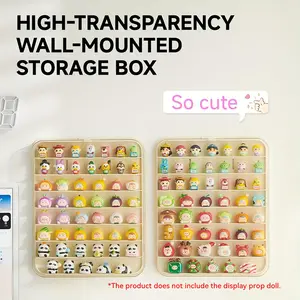 Wall-Mounted Display Cabinet Shelf, Display Cabinet Collectibles, 8-Tier Organizer for Small Figurines, Dustproof Storage Rack for Dolls & Blind Boxes, Transparent Plastic Multi-Grid Shelves