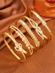 5-piece elegant and luxurious copper inlaid diamond bracelet set, suitable for both women and men with high-quality and fashionable sparkling bracelets, Rhinestone Decorated Bracelet, durable and trendy accessories for daily travel