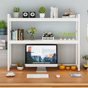CNCEST 2-Tier Adjustable Modern Wooden Desk Organizer Rack - Home Office Workstation, Modern Bookshelf, for Home and Office Supplies, Easy Setup