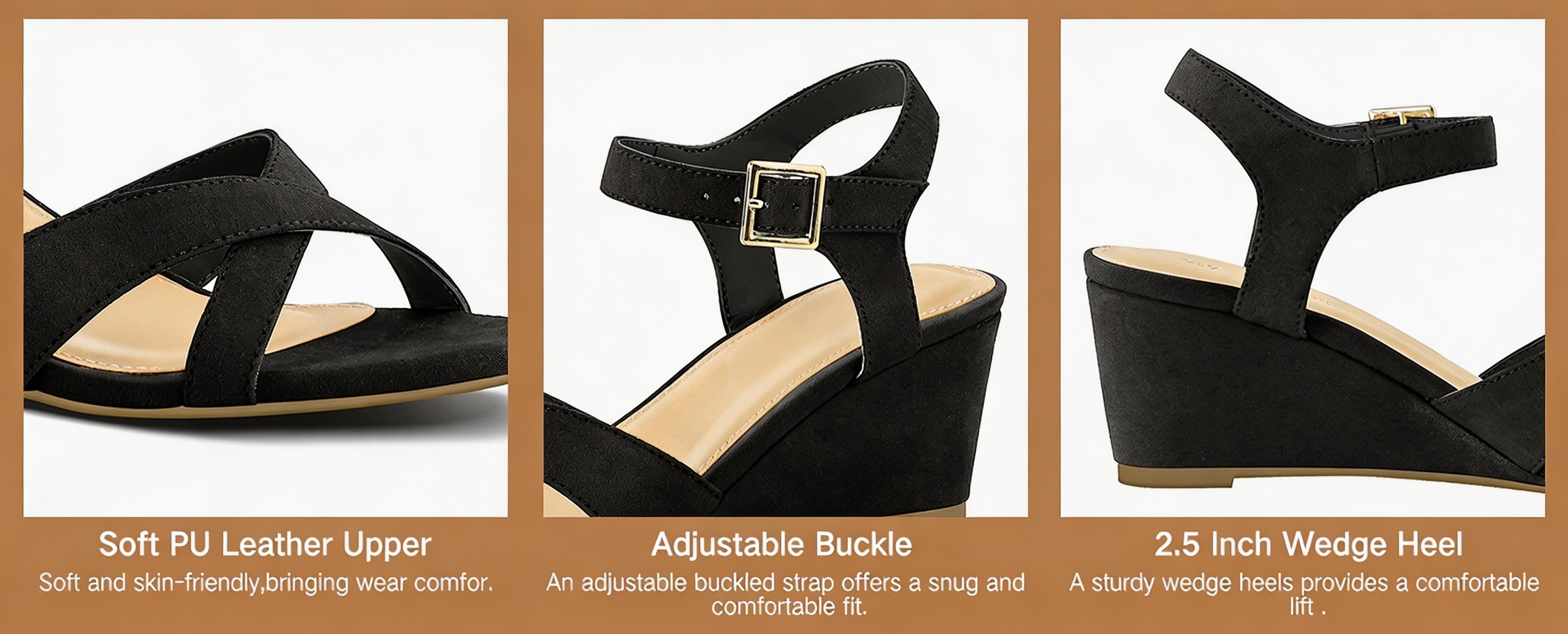 Women's Wendy Low Wedge Sandals Ankle Strap Espadrille Open Toe Casual Summer Women Wedge Heels Shoes