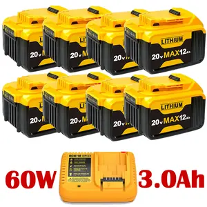 【Compatible dewalt 20v】Purchase 4 batteries andreceivean additional 3A charger 4Pack 20V 12Ah LithiumBatteryReplacement for Dewalt Compatible with DCB200 for dewalt Power Tools lithium battery Compact XR Design,LongLasting dc series max cordless drill
