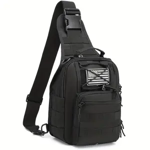 Tactical chest bag,crossbody bag, large-capacity shoulder bag, Molle system,EDC, 1000D Oxford cloth, wear-resistant, waterproof, men's and women's sling bag, suitable for outdoor sports, hiking, camping and daily use