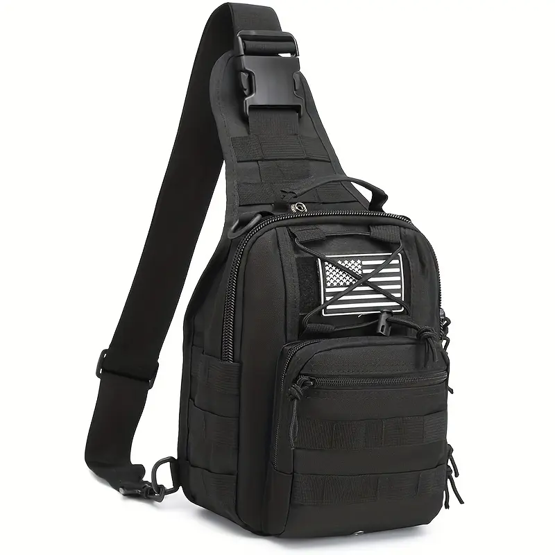 Tactical chest bag,crossbody bag, large-capacity shoulder bag, Molle system,EDC, 1000D Oxford cloth, wear-resistant, waterproof, men's and women's sling bag, suitable for outdoor sports, hiking, camping and daily use