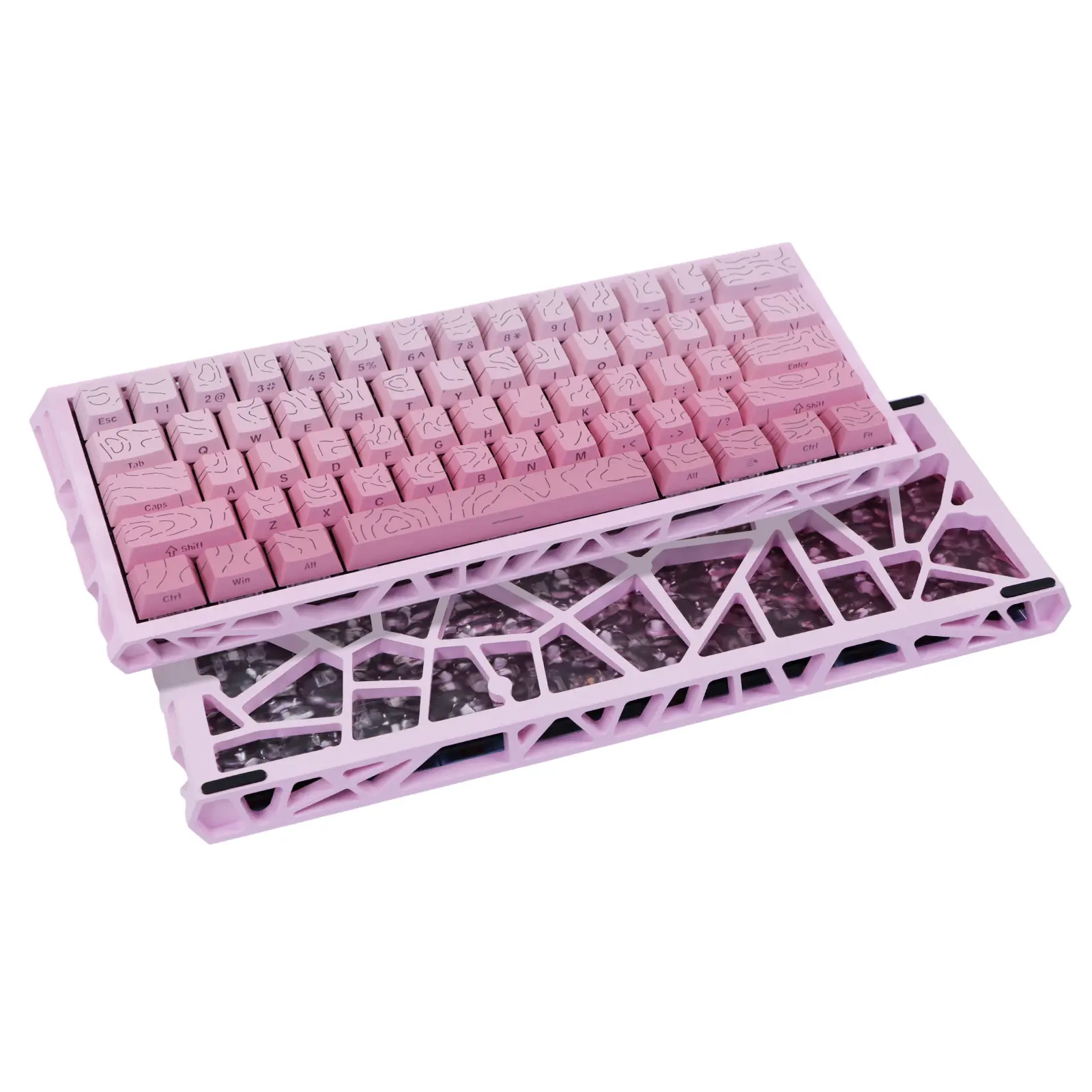 NJ61 60% Layout Mechanical Gaming Keyboard – 61 keys, Red switches, QMK/VIA programmable, RGB backlighting, USB-C port, grid-textured casing; suitable for PC gaming