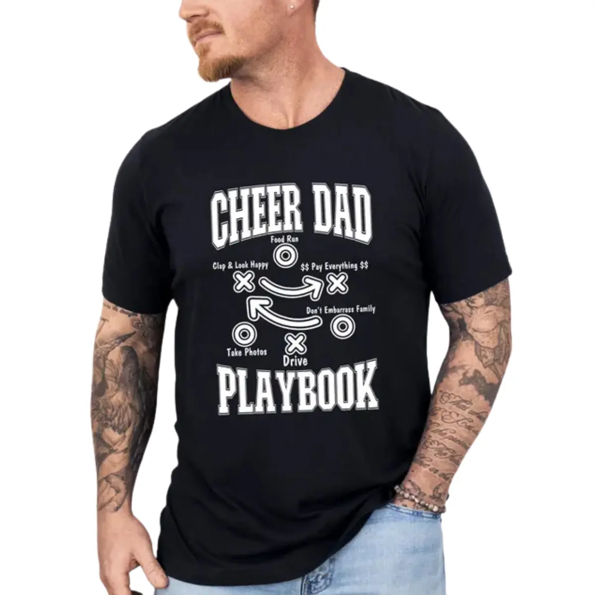 Funny Cheer Dad T-Shirt, Cheerleader Supporter Tee, Dad Life Top, Sports Fan Shirt, Cheer Season Outfit, Gift for Fathers Cotton Menswear