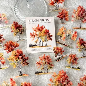 Vintage Tree Scene Stickers Pack of 20, Handmade DIY Scrapbook Decoration, Ideal for Scrapbooking, Album Cutout Decals, Retro Style Decorative Stickers, Unique Vintage Aesthetic