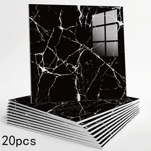 20 pieces of peel-and-stick waterproof marble tiles for shower, self-adhesive wall tiles, PVC wall tiles for shower, suitable for family bathrooms, kitchens and living rooms, Tile stickers.