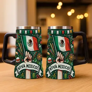 1pc 24oz Stainless Steel Insulated Mug, Stainless Steel Thermal, Viva México. Suitable for outdoor, sports, and indoor use. A great gift for football fans. Large capacity water bottle Drinkware Insulated Cups