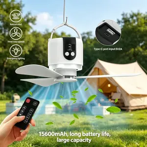 Portable USB Rechargeable Ceiling Fan, Remote Control Ceiling Fan with Night Light, Suitable for Camping, Dorms & Outdoor Use