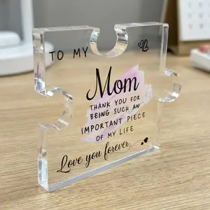 Acrylic Puzzle-Shaped Plaque 3.5x4in Best Mom Ever Sentimental Gift for Mom Home Decoration TikTokMadeMeBuyIt GiftsForMom ChristmasGiftForMom 8.5cm x 10cm Compact Keepsake for Daughters Sons First-Time Moms Grandmothers Summervibes