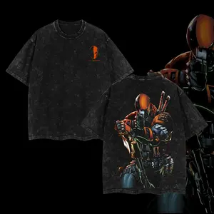 Death Stroke DC Menswear Gift for Movie Fans Top Apparel Classic Oversized Seamless Simple Straight Man Designer Shirts Men's Regular Fit Floral Print Tee Heavyweight Cotton T-Shirts Featuring Epic Panther Design Retro Oversized Cotton Graphic