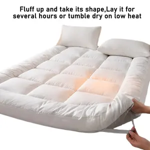 Ultra-Thick 10 cm Mattress Topper, Soft Cooling Bed Cover 1200 gsm, Pure Fiber Washable Premium Microfiber, UK-Size Fitted Mattress Pad