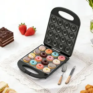 Donut  Electric 16 Hole Breakfast  for Homemade Donuts Waffles  Bagels Non-stick Surface Auto Shut Off Includes Baking Cups  Tools Christmas Gift Grade Ice Shaver and Crusher Smores Maker Fondue Pot faster full portable Mini mixer grinder automatic coffee