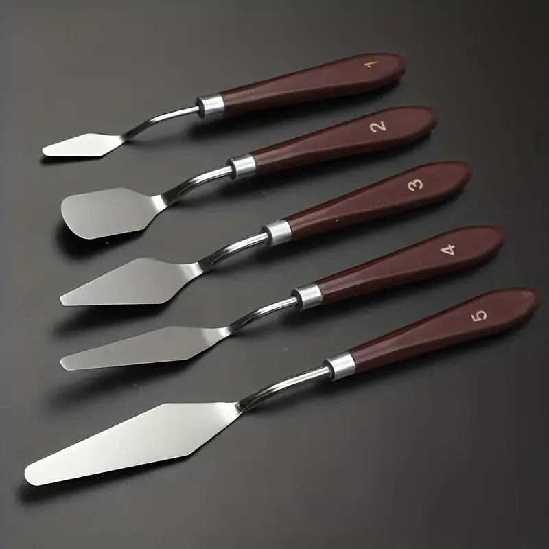 Cake Cream Spreader 5pcs/set Stainless Steel Frosting Spreader Baking Pastry Tool, Pastry Decorating Tools, Mixing Scraper Set Cake Decoration Scraper, Baking Utensils Supplies, Baking Accessories
