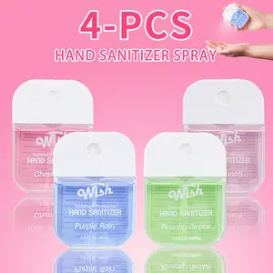 Wish 1.2 fl oz Liquid Hand Sanitizer Spray With Bag, Pocket Hand Sanitizer Bottle, 500-Sprays Each, Portable Hand Sanitizer Spray, 4 Flavors Travel Size Soft Care