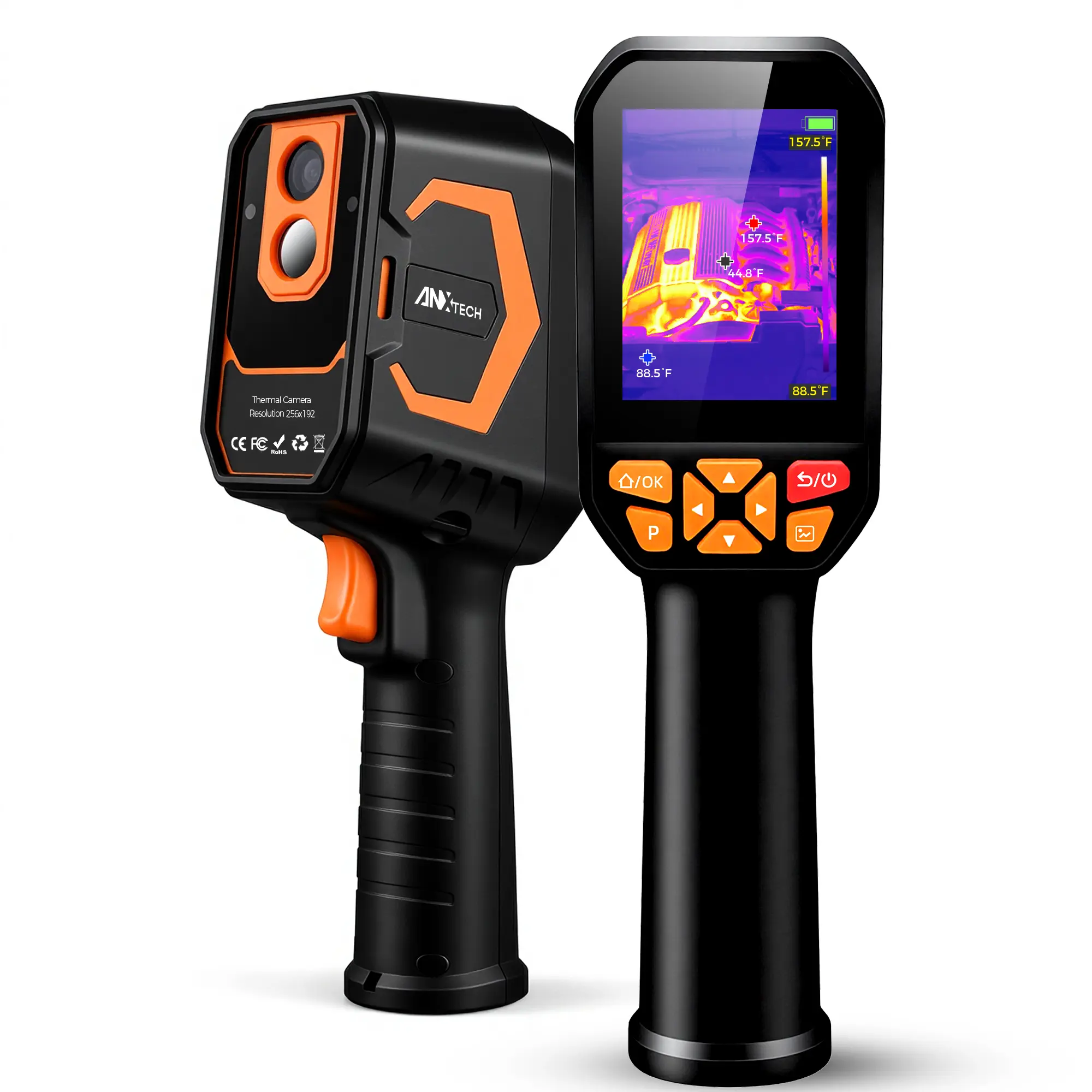 Handheld Dual Thermal Imaging Camera - 512×384 TISR Resolution, 25Hz, High Sensitivity, Wide Temperature Range (-4°F to 1022°F), Thermal & Visual Overlay, for Home, Electrical Inspection, Energy Efficiency Assessments, Smooth Imaging, Not Intended For Med