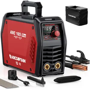 ARCCAPTAIN ARC165 Pro Stick Welder with APP Control, 165Amp ARC/Lift TIG, Large LED Display, IGBT Inverter, 110V/220V, Hot Start, Arc Force, Anti-Stick, Bluetooth Function Black Friday and Cyber Monday Deal, Thanksgiving/Christmas Gifts for Men/Dad