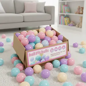 Rainbow Ball Pit Balls 100 Counts 2.2 Inches Diameter Non-Toxic BPA & Phthalate-Free Durable Storage Mesh Bag Safe for Toddlers Playroom Toys