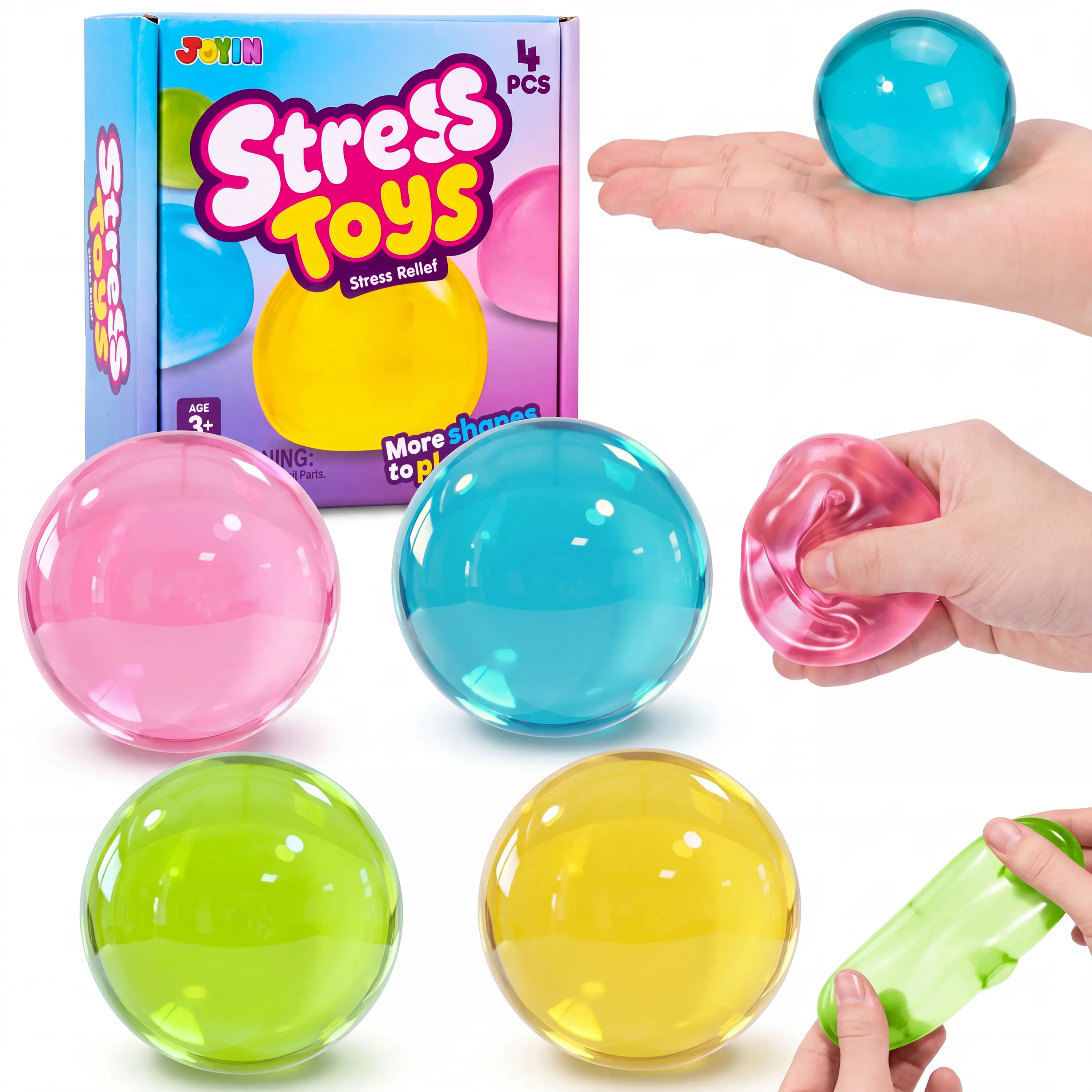JOYIN 4PCS Coconut Oil Stress Relief Toys, Coconut Oil Squishy Stress Ball for Adults and Girls Boys, Slow Rising Squishy Fidget Sensory Toy, Soft Squeeze Decompression Dough Gift, Birthday Gifts, Office Desk Decompression Toy, Party Favors