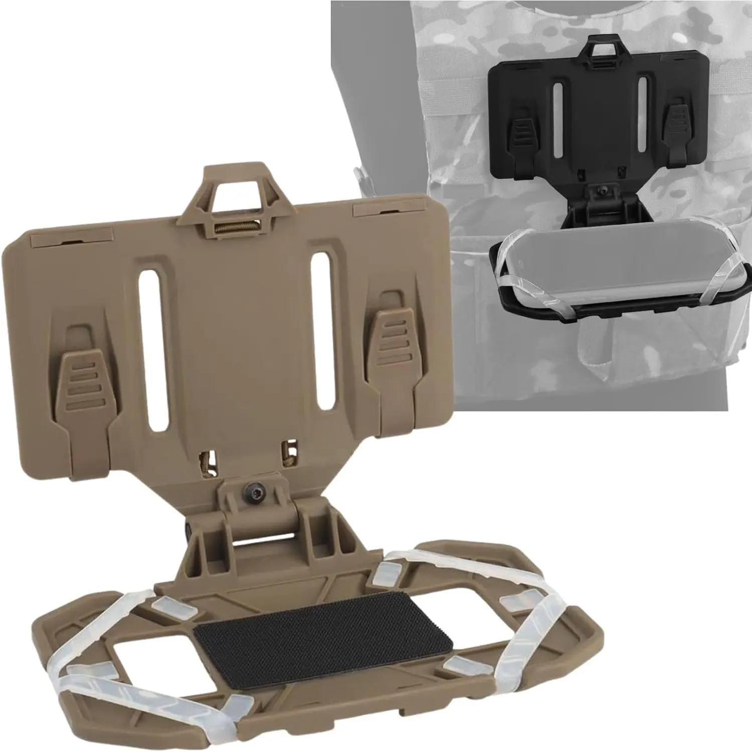 Black Tactical Plate Carrier Vest Accessory - Mobile Smartphone Chest Mount Holder, Tech Accessories for Water Sports Diving