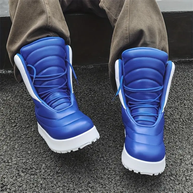 Men's High-Top Faux Leather Sneakers, Casual Streetwear with a Distinctive Look, Lace-Up for a Snug Fit, Father's Day Gift, Fathersday