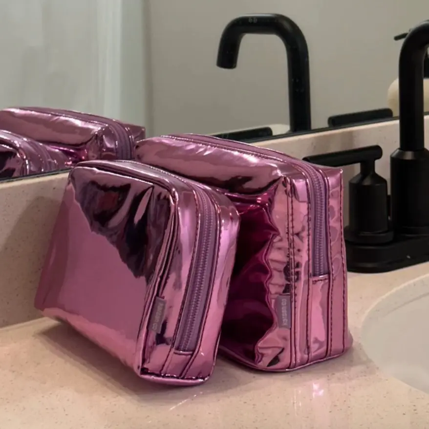 Lightweight Heat-Resistant & Stylish Insulated Makeup & Cosmetic Bag Set - 1 Medium & 1 Small Bag for Travel & Storage