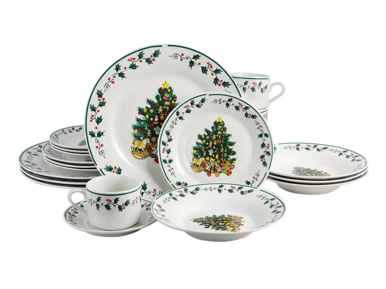 GIBSON 20-Piece Christmas Tree Trimming Dinnerware Set (108171.2) GIBSON 20-Piece Christmas Tree Trimming Dinnerware Set (108171.2)
