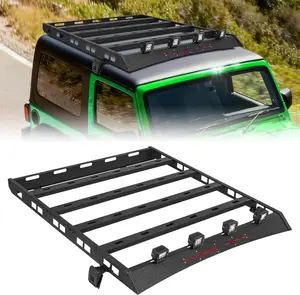 MONOKING 600Lbs Roof Rack Compatible with 1997-2006 Wrangler TJ Hardtop, 4 Heavy-Duty Crossbars with Built-in 4 LED Spotlights, Rooftop Storage Luggage Racks Carrier Holder Rugged Carbon Steel