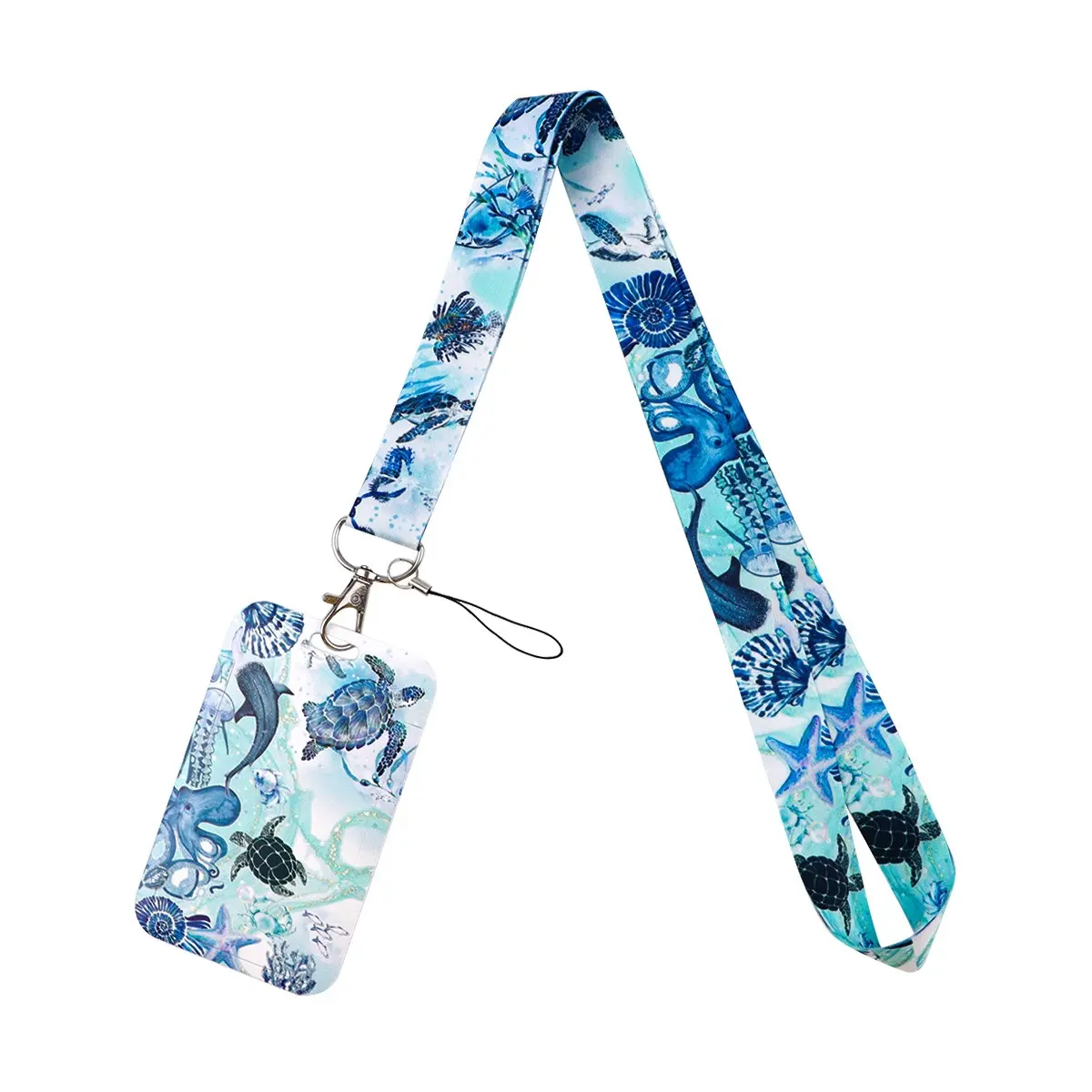 Blue Sea Turtle Neck Strap Lanyards Keychain Wrist Lanyard Kawaii Badge Holder ID Card Pass Hang Rope Lariat Lanyard for Key Rings Accessories Teachers Students Gifts Cute Animal Keychain