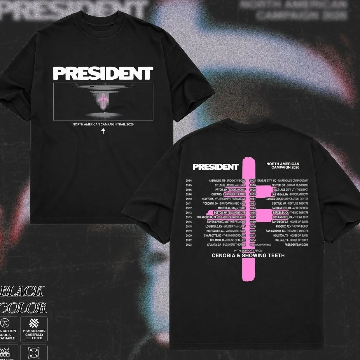 President Band 2026 North American Campaign Tour T-Shirt Collection, Masked Alternative Metal Graphic Tee, Dark Modern Rock Inspired Shirt, Vintage Concert Merch, Heavy Music Apparel for Men & Women X5D