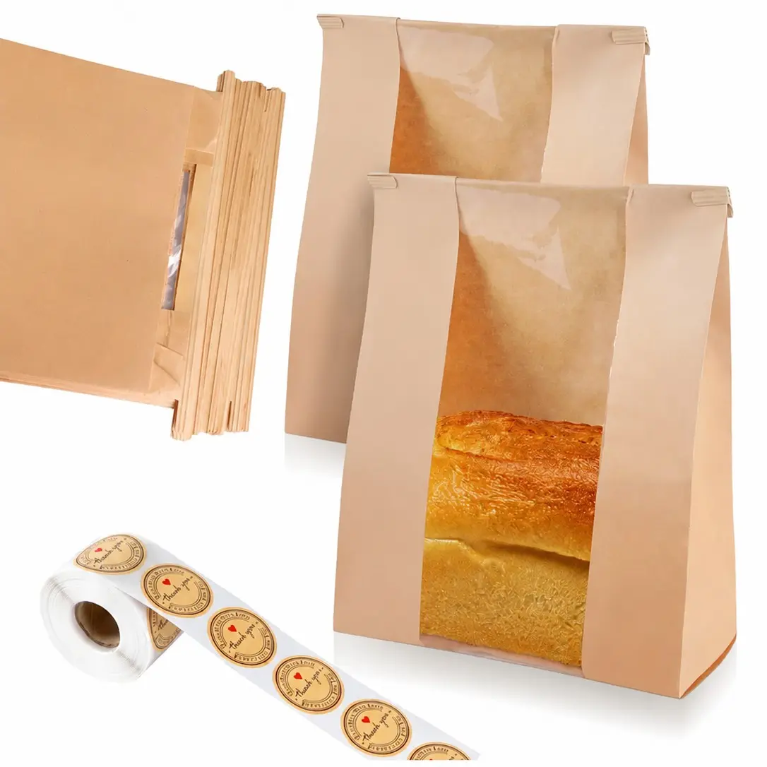 Independence Day Sourdough Bread Bags, 50pcs 14"x8.3"x3.5", Large Transparent Bags with Tin Strip, Seal Stickers Included