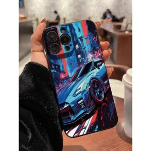 Blue Drift City Automotive Painting Anti-Fall Phone Case With Straight Edge Precision Hole, Suitable For IPhone17/IPhone17 Air/IPhone17 Pro/IPhone17 Pro Max/16 Pro Max/15 Pro Max/14 Pro Max/13 Pro Max/12 Pro Max/11 Pro Max
