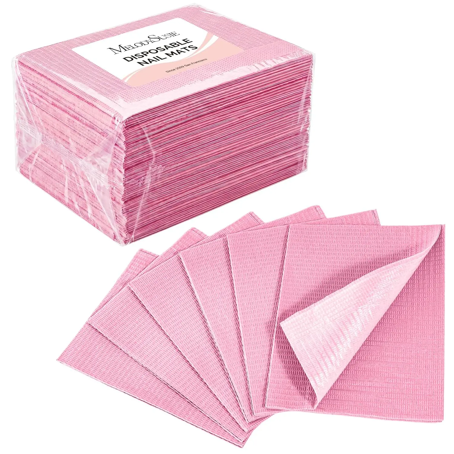 MelodySusie Disposable Nail Mats, 50Pcs 3-Ply Absorbent Nail Art Table Pads with PE Backing, 18” x 13” Nail Desk Protection for Manicure Pedicure, Salon Home DIY