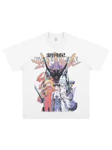 New Century Evangelion EVA Retro Anime Printed T-shirt Short Sleeve Men's and Women's Street Wear