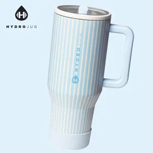 HydroJug Cape Cod 40 oz Water Bottle with Handle & Flip Straw - Fits in Cup Holder, Leak Resistant Tumbler-Reusable Insulated Stainless Steel & Rubber Base - Gifts for Women & Men