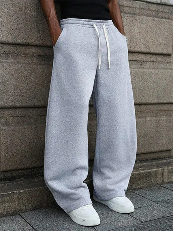 Men's Loose-Fit Grey Sweat Pants, Soft Polyester Athleisure Menswear for Casual Streetwear and Lounge Wear, Polyester Clothes, Athletic Casual Pants, Casual Athletic Trousers