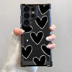 Luxury Love Heart Pattern Phone Case,Electroplated Cover with Airbag Shockproof Slim Soft TPU Cover for Samsung S26 S25 S24 S23 S22 Ultra S25Edge S24FE Plus S25+