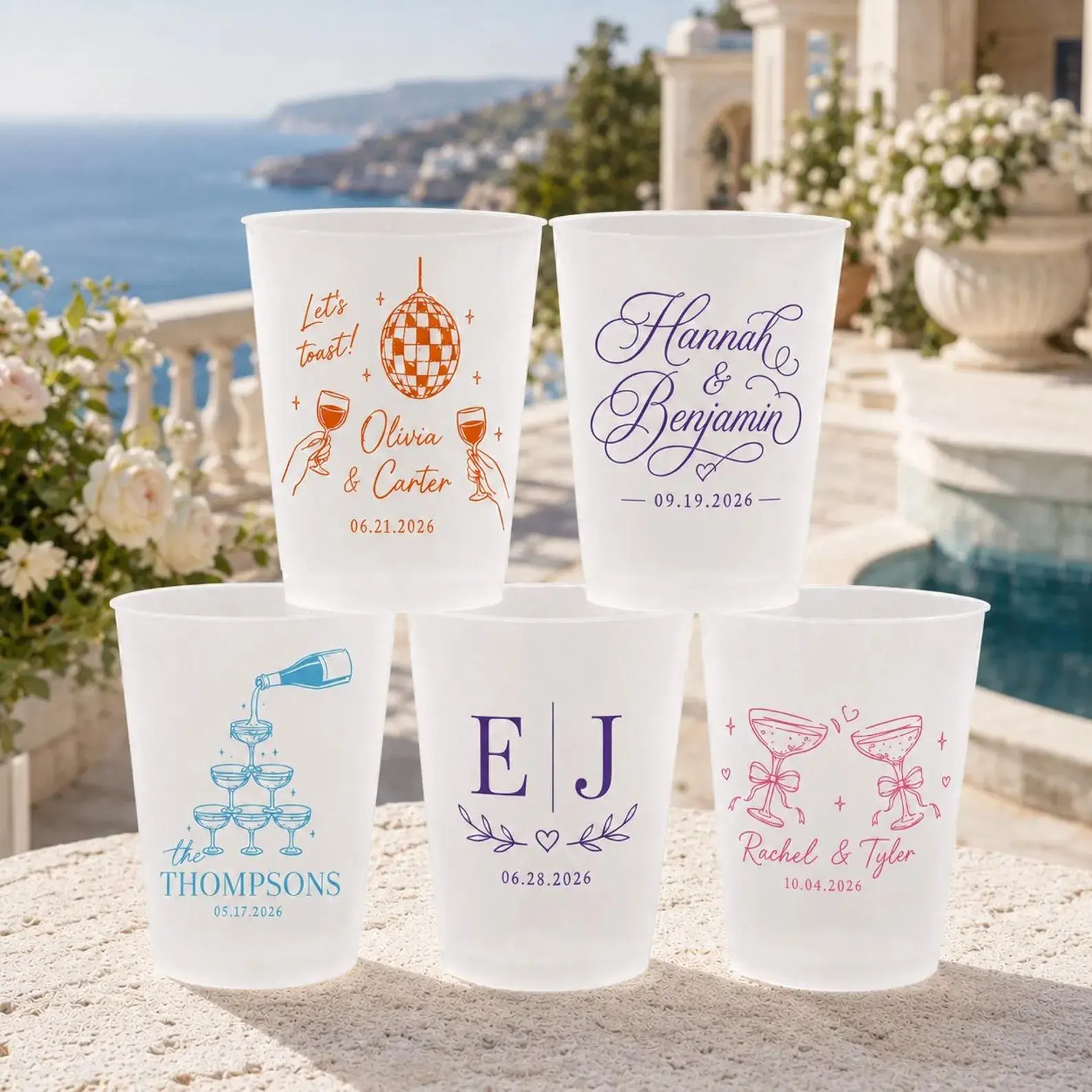 Custom Frosted Acrylic Cups, Personalized Party Cups with Logo or Text, Wedding Favor Cups, Reusable Frosted Drinkware, Bridal Shower Cups