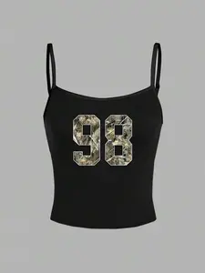 SHEIN EZwear Women's Casual 80 Pattern Sexy Camisole Tank Top, Summer
