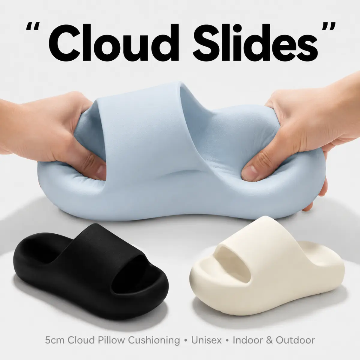 Cloud Slides with Thick Cushion EVA Sole, Soft Pillow Slippers, Lightweight Non Slip Platform Sandals for Indoor Outdoor Walking, Comfortable Home Bathroom Beach Shoes, All Season Casual Footwear travelessentials homeessentials, Sandals For Women, Minimal