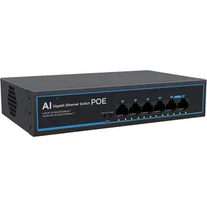 4 Port Gigabit PoE  with 2 Gigabit Uplink, 1000Mbps, 802.3af/at, 65W Built-in Power, Vlan, Unmanaged Metal Plug and Play, Ideal for NVR and Power Over Ethernet  Cameras
