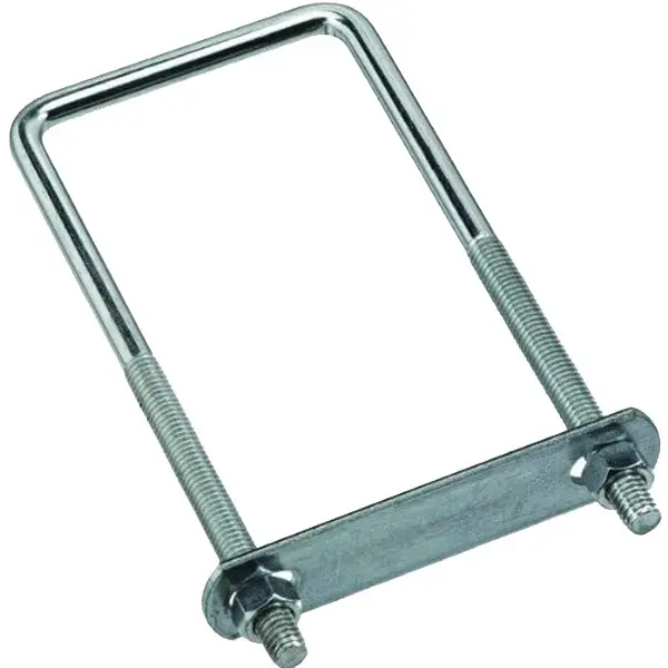 212 MAIN Zinc Plated Square U-Bolt Set - 0.375x4x3 in. - with Hex Cap Screws and Hex Nuts for Sailing, Commercial Applications, Bolts, Water Sports, Metal, Square Shape