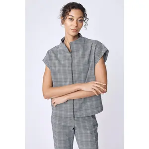 Lena Zip Vest Seafoam Plaid
