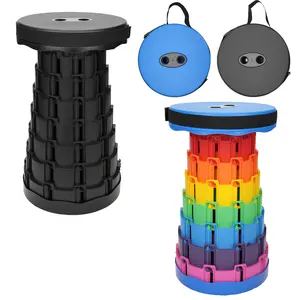 Upgraded 660lbs Portable Telescopic Stool – Taller & Wider Foldable Chair with Soft Seat Pad + Waterproof Carry Bag, Compact Heavy Duty Camping Stool for Travel, Fishing, BBQ, or Outdoor Activities non-slip collapsible drawer fabric