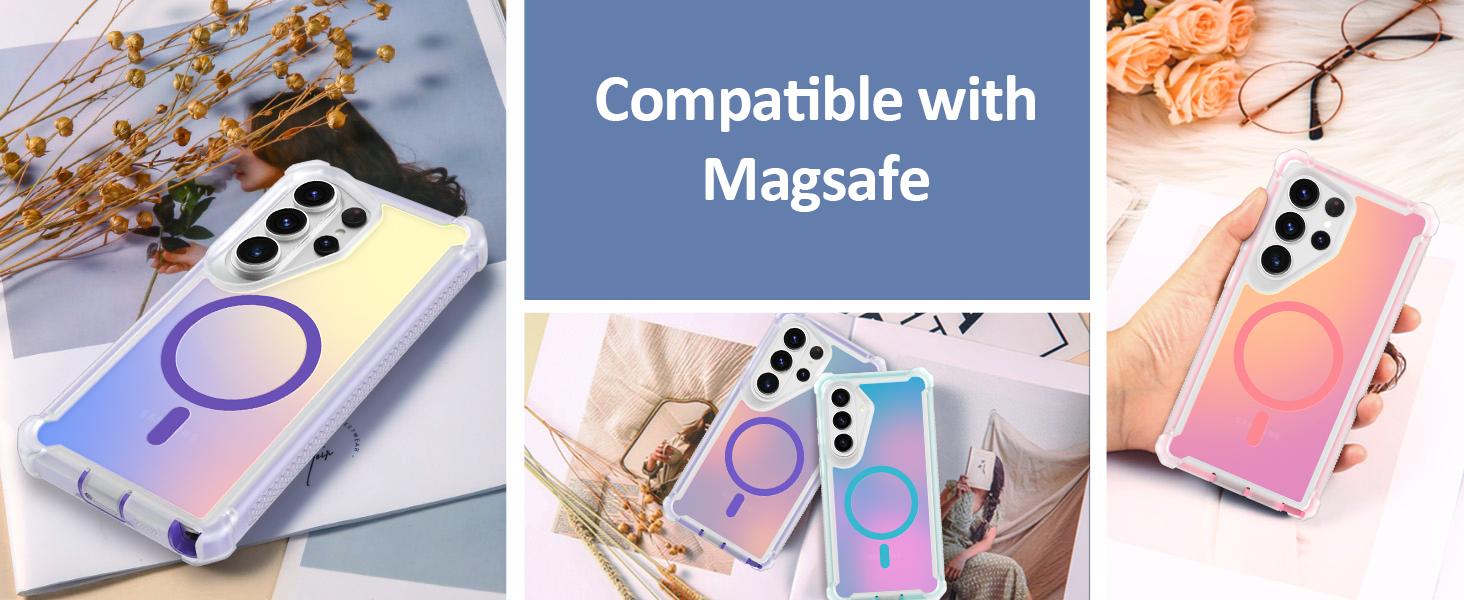 Magnetic Case For Samsung Galaxy S26 S25 S24 S23 S22 Ultra Plus, MagSafe Wireless Charge Shockproof Cover Color Changing Laser Dazzling Magnetic Phone Case#MothersDayGift #GiftsForHer