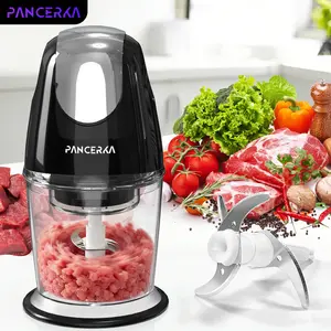 PANCERKA Press-Type Food Chopper & Vegetable Chopper—a Food Chopper Equipped with a Powerful 300W Motor, a Four-Blade Stainless Steel Assembly, and a 20-Ounce Processing Bowl; Designed Specifically for Processing Vegetables, Meat, and Nuts
