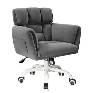 Raybee Cute Vanity Chair with Back Skin-Friendly Material, Modern Adjustable Height Upholstered ,Home Office Makeup Chair with Wheels, Comfy Gaming Chairs with Side Pockets for Bedroom