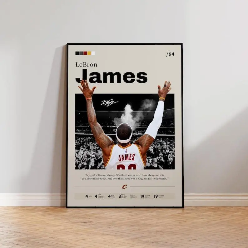 LeBron James Wall Art Print Basketball Decor Sports Fan Gift High Quality Glossy Photo Paper 8x12 12x18 16x24 24x36 inches Artistic Wall Decor Poster Decoration